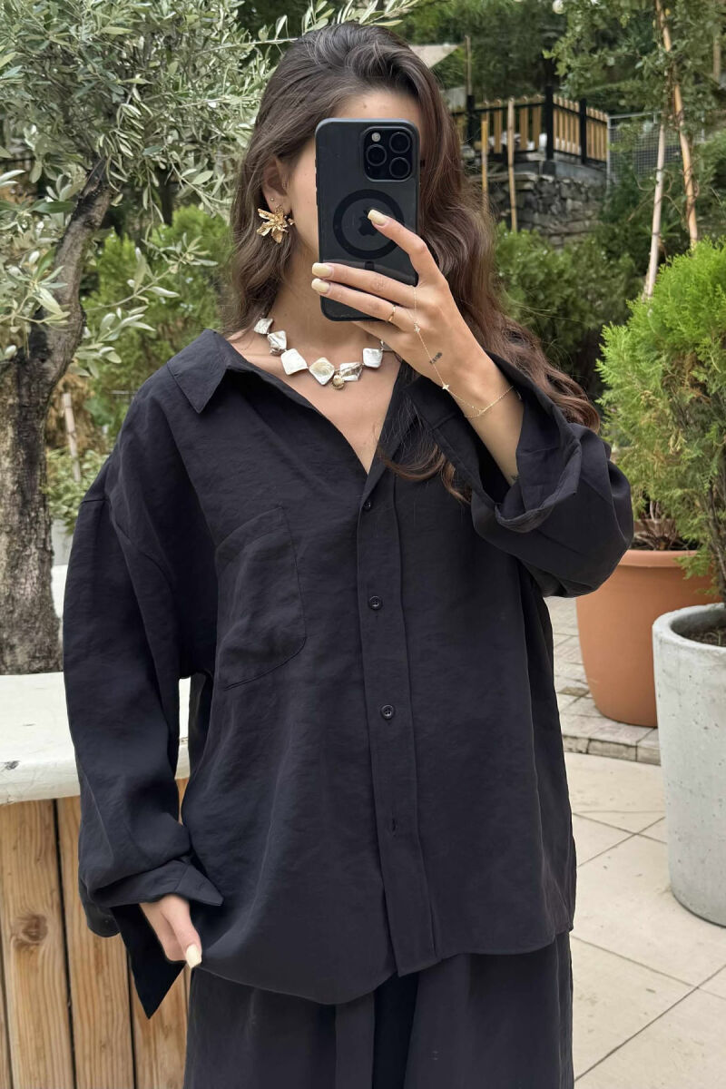 ONE COLOR SHIRT+TROUSERS WOMEN SET BLACK/ E ZEZE - 3