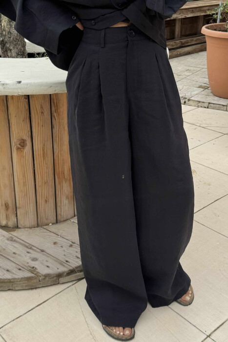 ONE COLOR SHIRT+TROUSERS WOMEN SET BLACK/ E ZEZE - 4