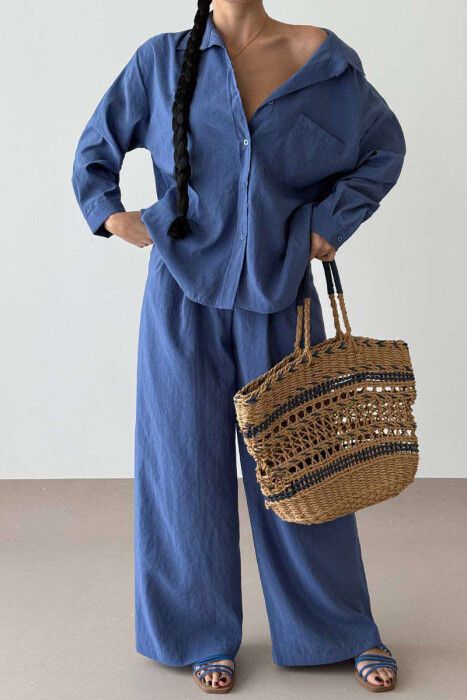 SHIRT+TROUSERS WOMEN SET IN BLUE COLOR 