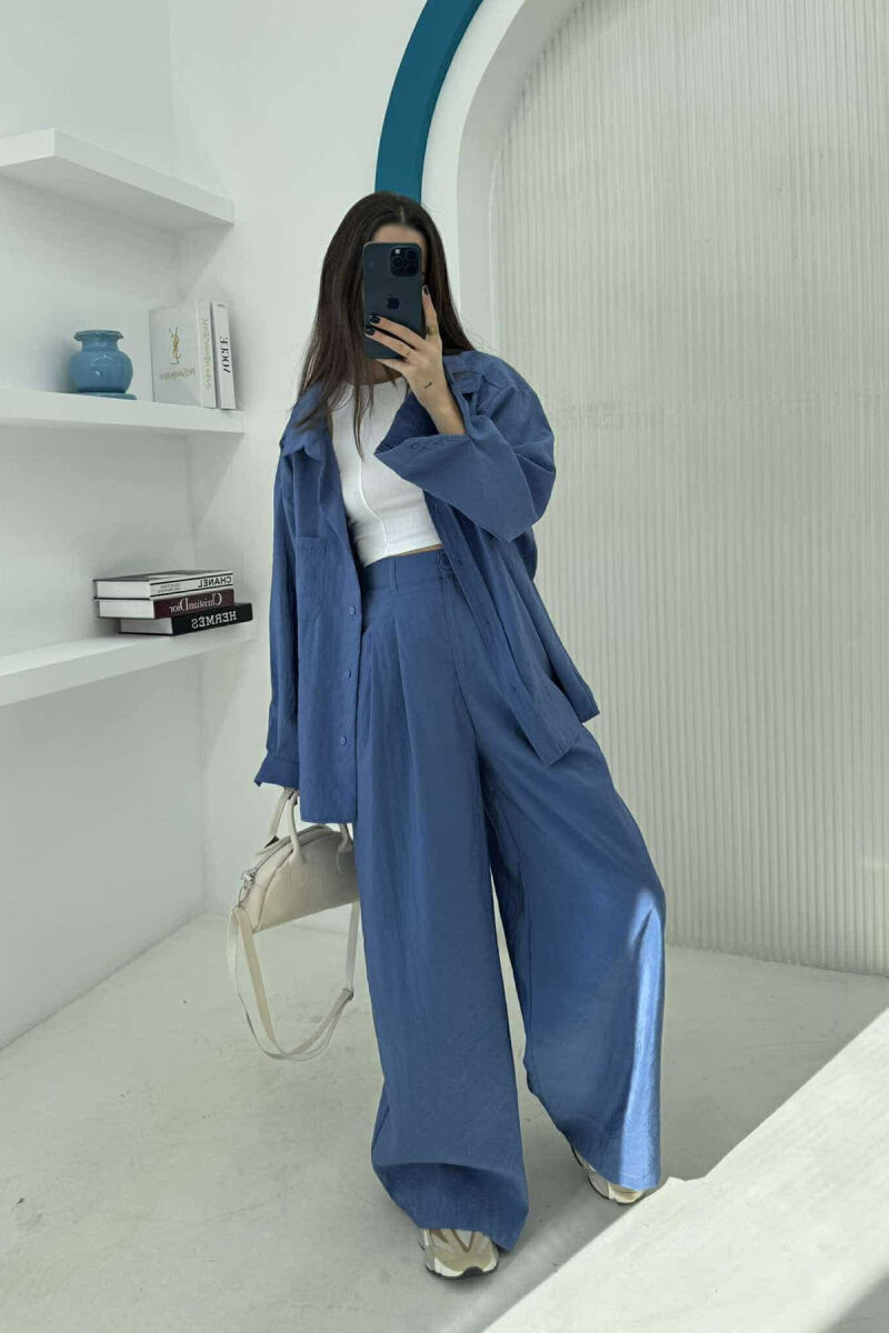 SHIRT+TROUSERS WOMEN SET IN BLUE COLOR - 1