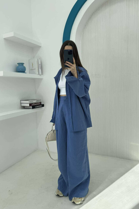 SHIRT+TROUSERS WOMEN SET IN BLUE COLOR - 3