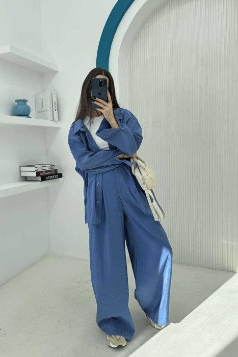 SHIRT+TROUSERS WOMEN SET IN BLUE COLOR - 4