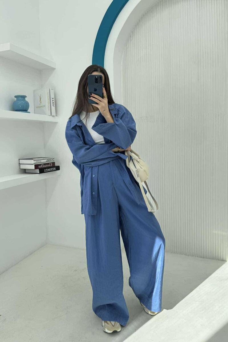 SHIRT+TROUSERS WOMEN SET IN BLUE COLOR - 4