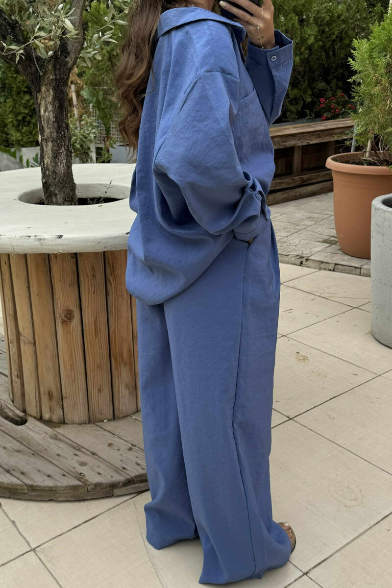 ONE COLOR SHIRT+TROUSERS WOMEN SET BLUE/BLU - 2