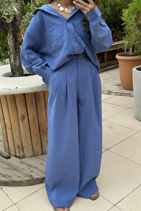 ONE COLOR SHIRT+TROUSERS WOMEN SET BLUE/BLU - 3