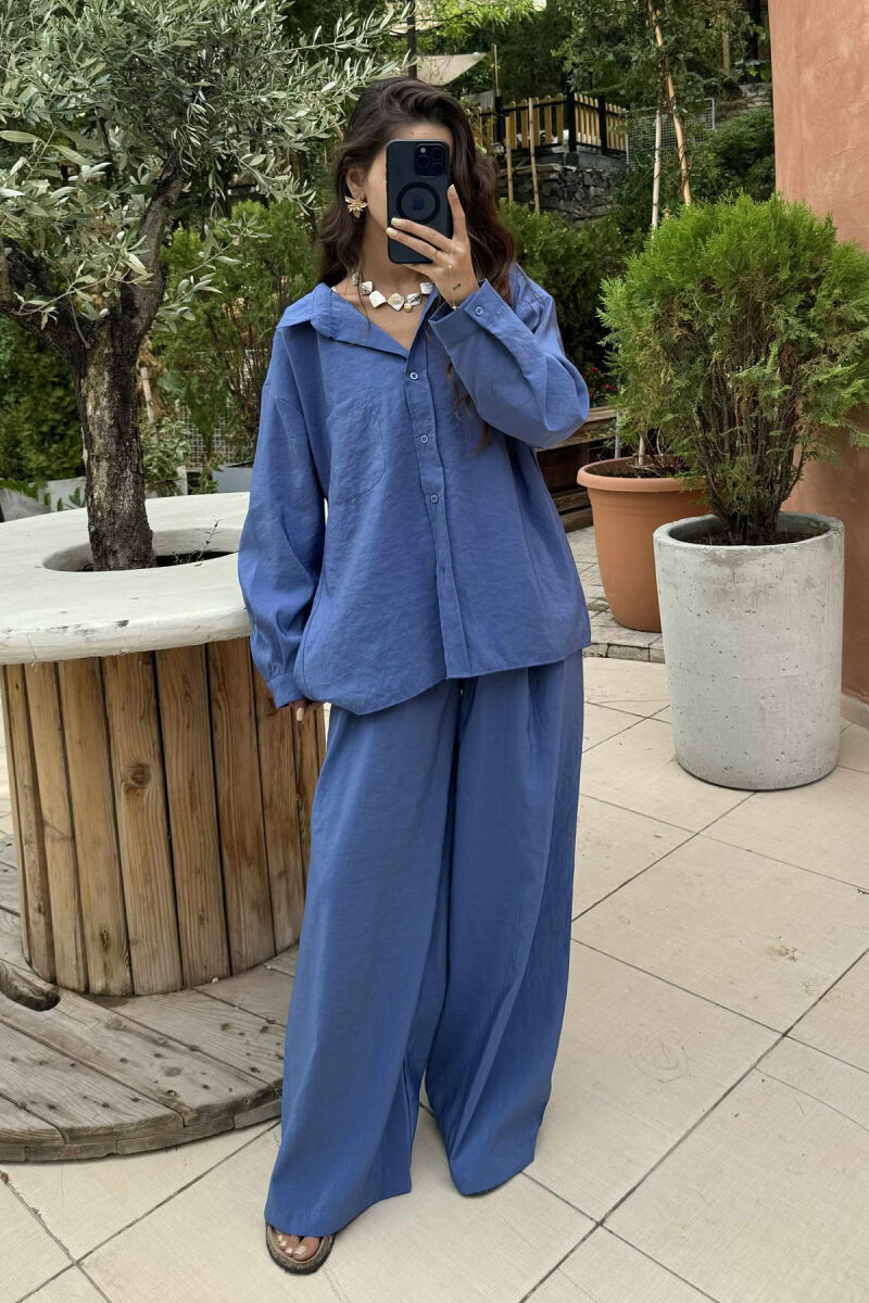 ONE COLOR SHIRT+TROUSERS WOMEN SET BLUE/BLU - 4