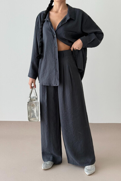 SHIRT+TROUSERS WOMEN SET IN DARK GREY COLOR - 2