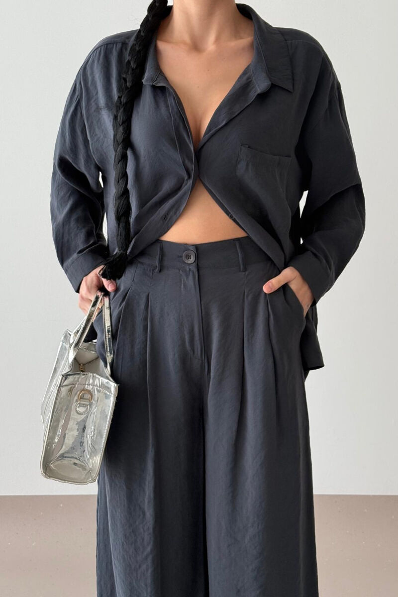 SHIRT+TROUSERS WOMEN SET IN DARK GREY COLOR - 3