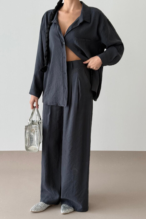 SHIRT+TROUSERS WOMEN SET IN DARK GREY COLOR - 4