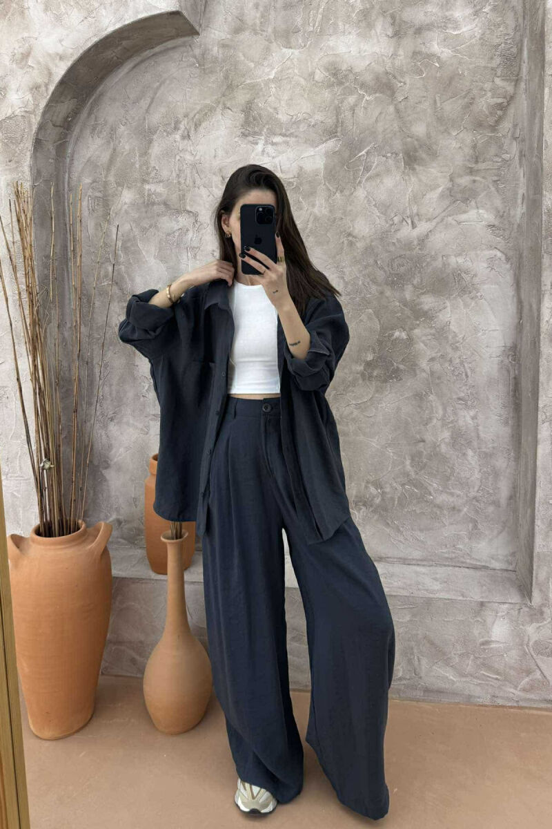 SHIRT+TROUSERS WOMEN SET IN DARK GREY COLOR - 1