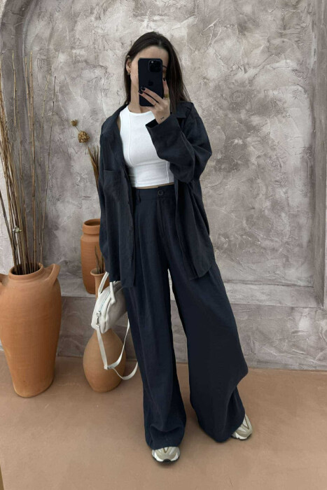 SHIRT+TROUSERS WOMEN SET IN DARK GREY COLOR - 2