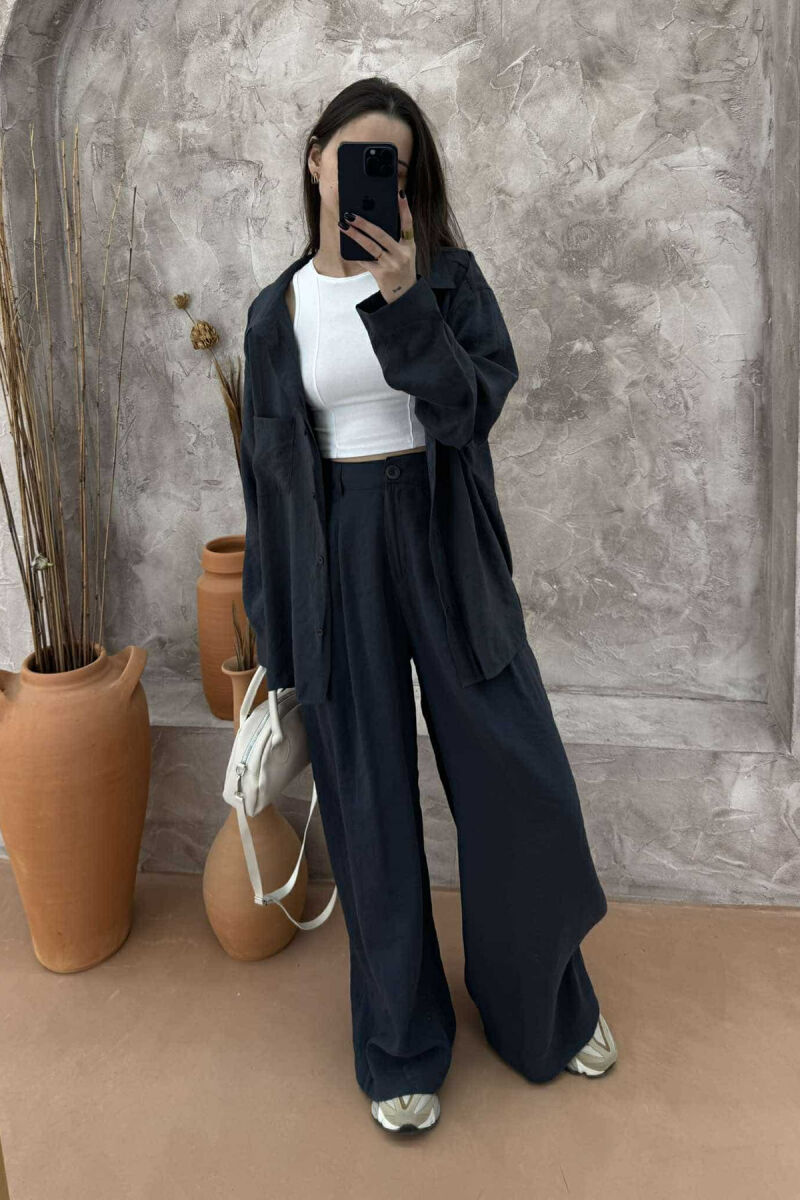 SHIRT+TROUSERS WOMEN SET IN DARK GREY COLOR - 2