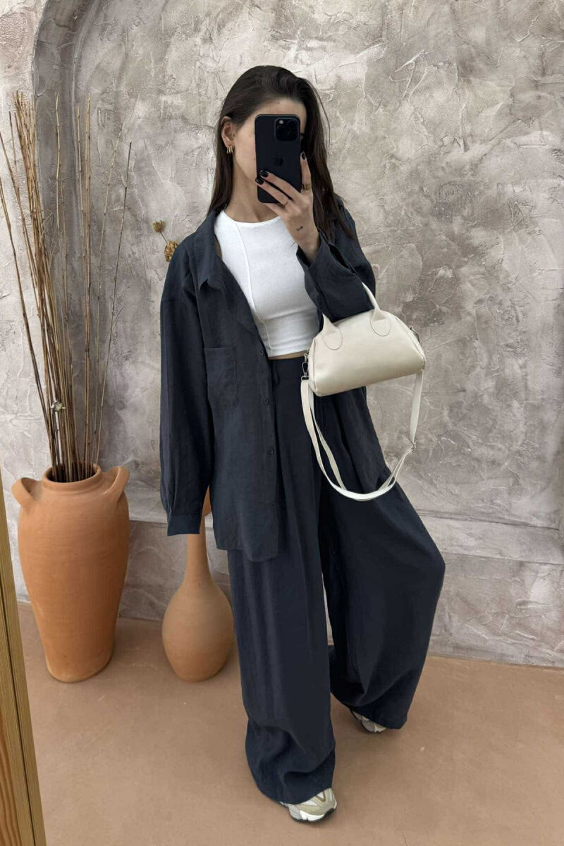 SHIRT+TROUSERS WOMEN SET IN DARK GREY COLOR - 3
