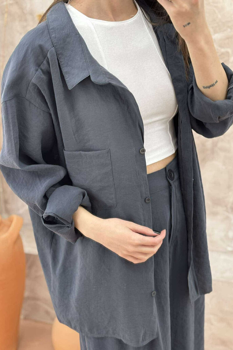 SHIRT+TROUSERS WOMEN SET IN DARK GREY COLOR - 4