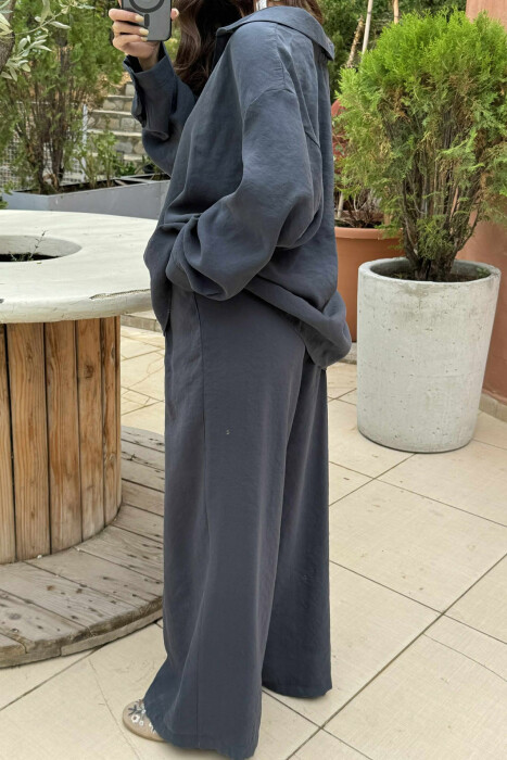 ONE COLOR SHIRT+TROUSERS WOMEN SET DARK GREY/GEE - 4