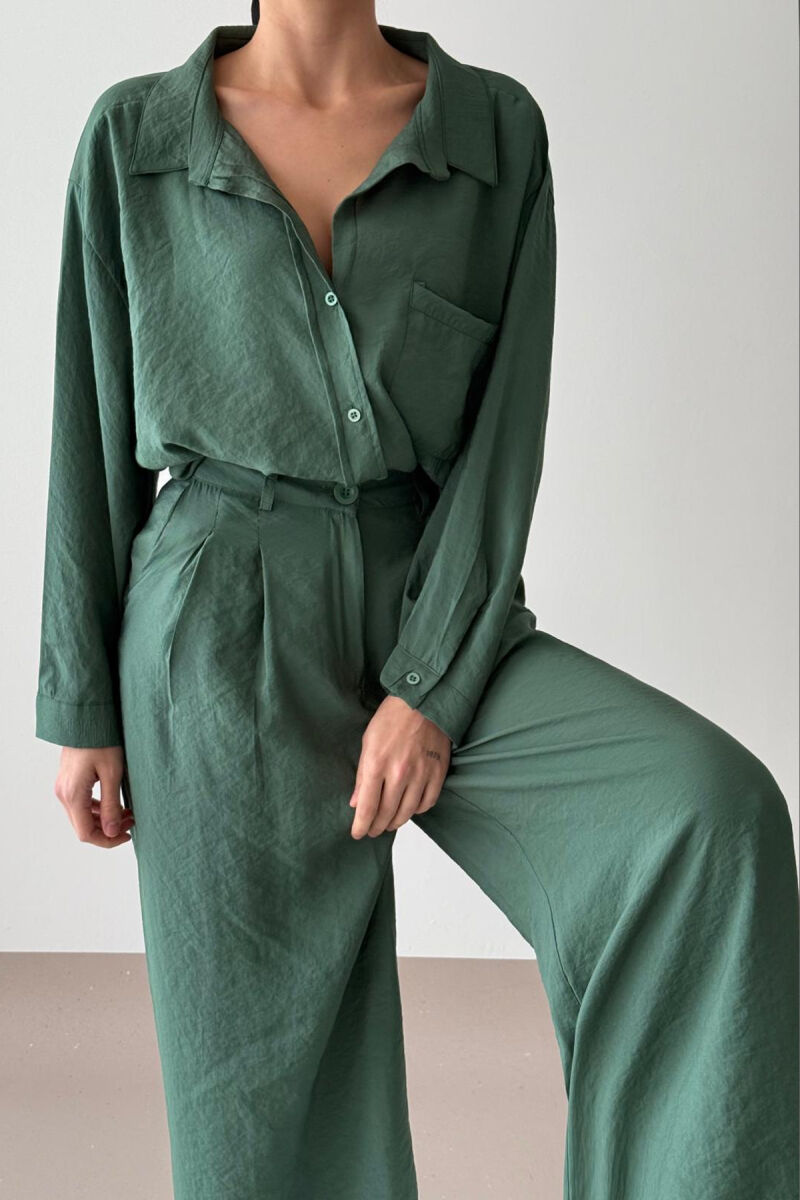 SHIRT+TROUSERS WOMEN SET IN GREEN COLOR - 2