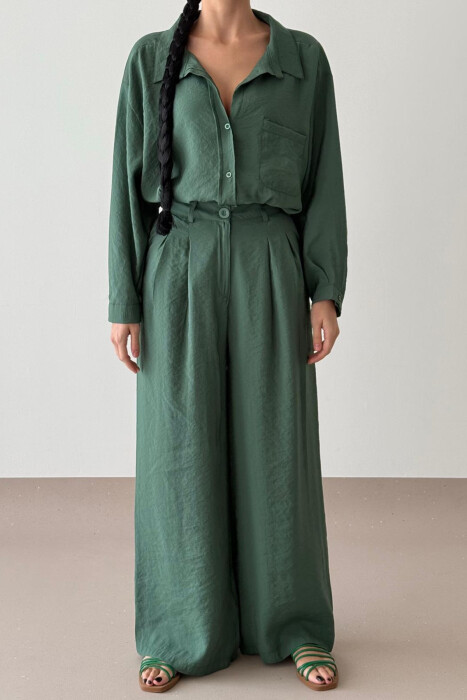 SHIRT+TROUSERS WOMEN SET IN GREEN COLOR - 3