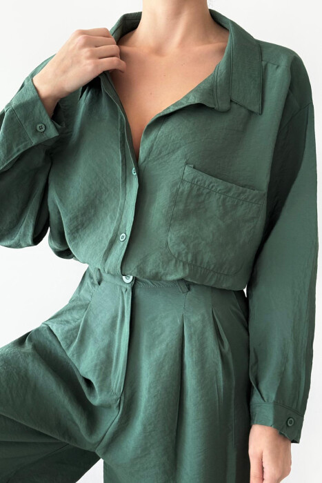 SHIRT+TROUSERS WOMEN SET IN GREEN COLOR - 4