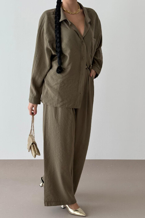 SHIRT+TROUSERS WOMEN SET IN OLIVE COLOR - 3