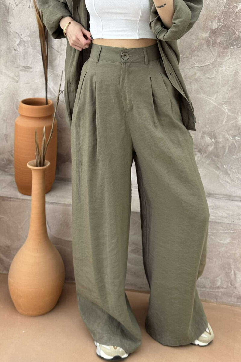 SHIRT+TROUSERS WOMEN SET IN OLIVE COLOR - 4