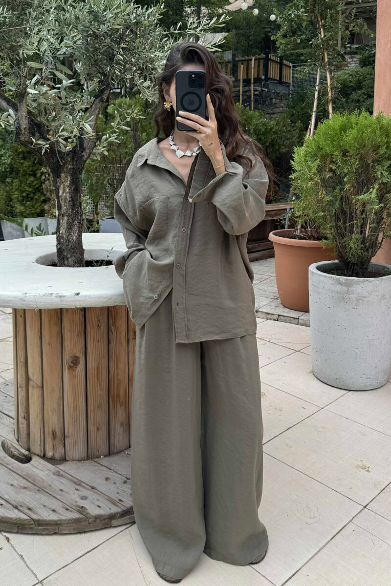 ONE COLOR SHIRT+TROUSERS WOMEN SET OLIVE/ULLI - 1
