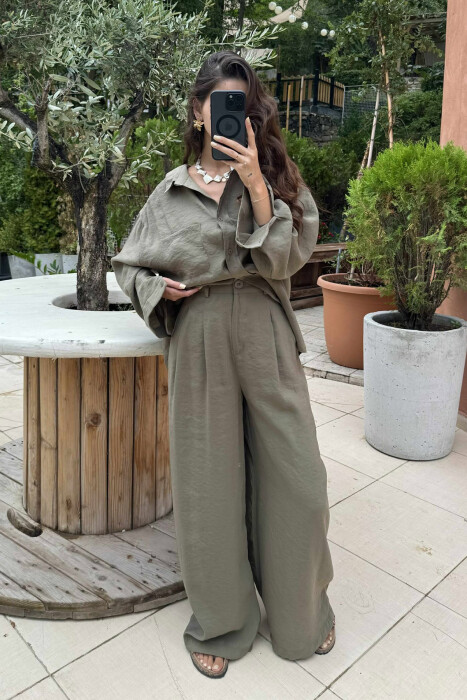 ONE COLOR SHIRT+TROUSERS WOMEN SET OLIVE/ULLI - 2