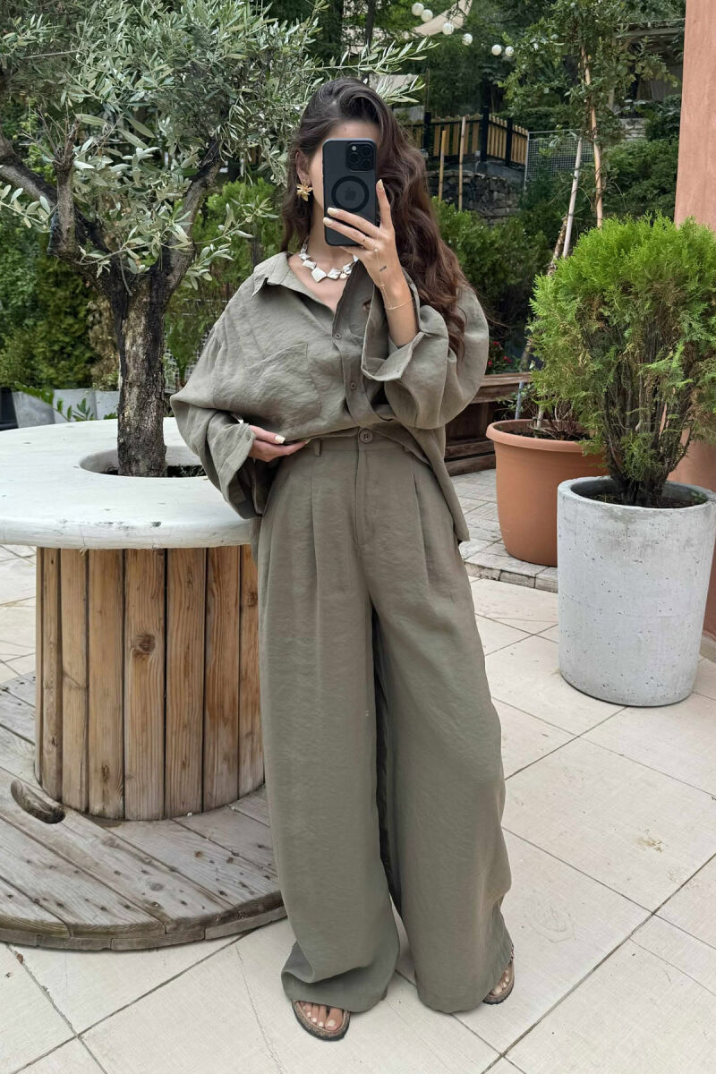 ONE COLOR SHIRT+TROUSERS WOMEN SET OLIVE/ULLI - 2