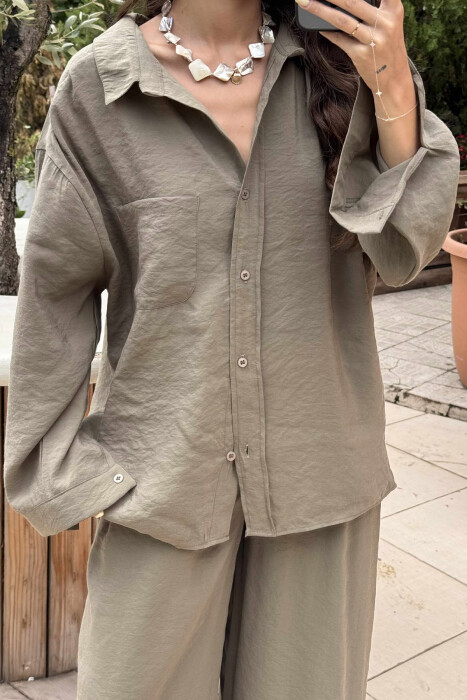 ONE COLOR SHIRT+TROUSERS WOMEN SET OLIVE/ULLI - 5