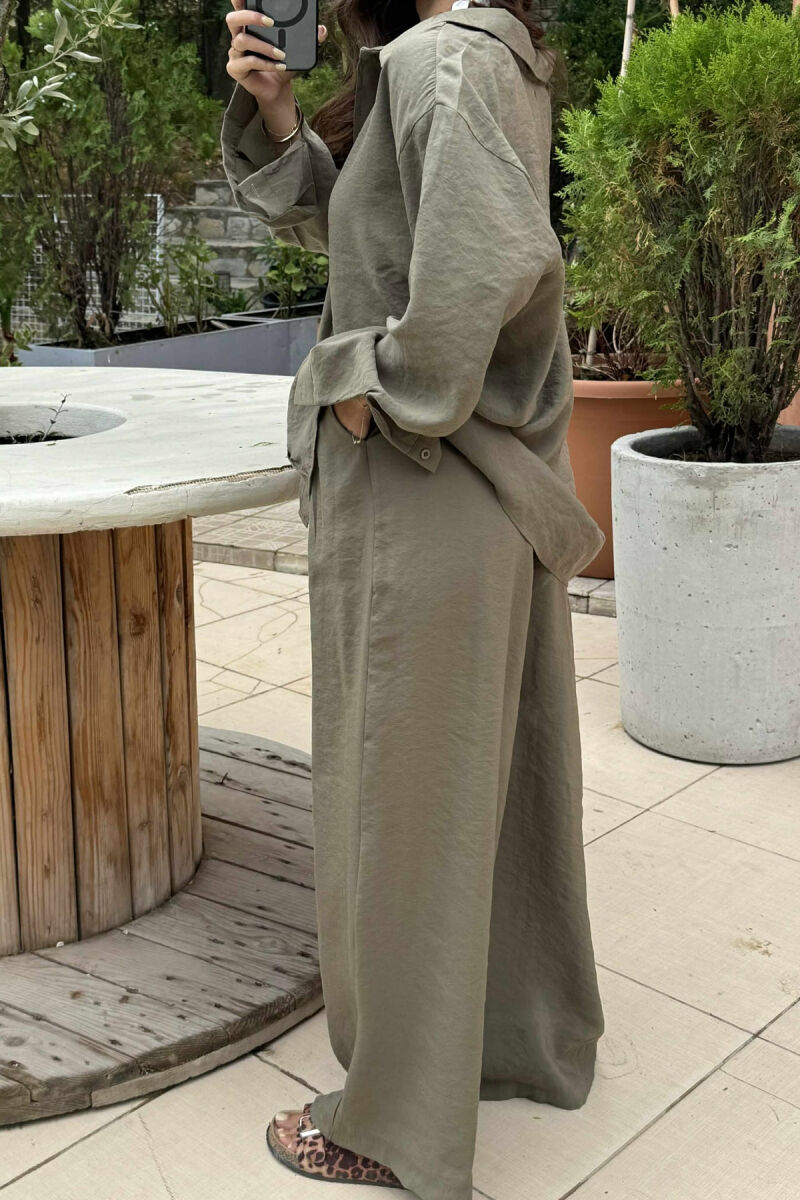 ONE COLOR SHIRT+TROUSERS WOMEN SET OLIVE/ULLI - 6