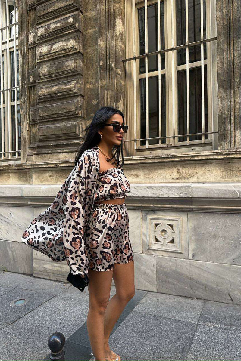 SHIRT+CROP+SHORTS LEO PRINT WOMEN SET LEO/LEOPARD - 2