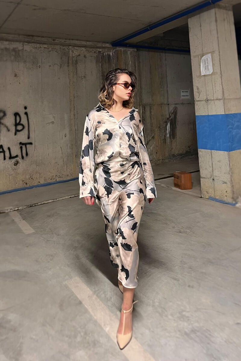 SHIRT+LONG SKIRT DIFFERENT DESIGN WOMEN SET BEIGE/BEZHE - 3