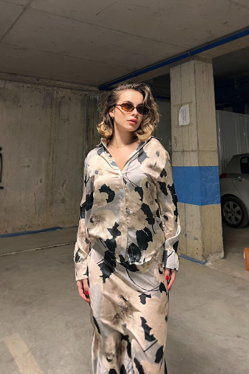 SHIRT+LONG SKIRT DIFFERENT DESIGN WOMEN SET BEIGE/BEZHE - 5