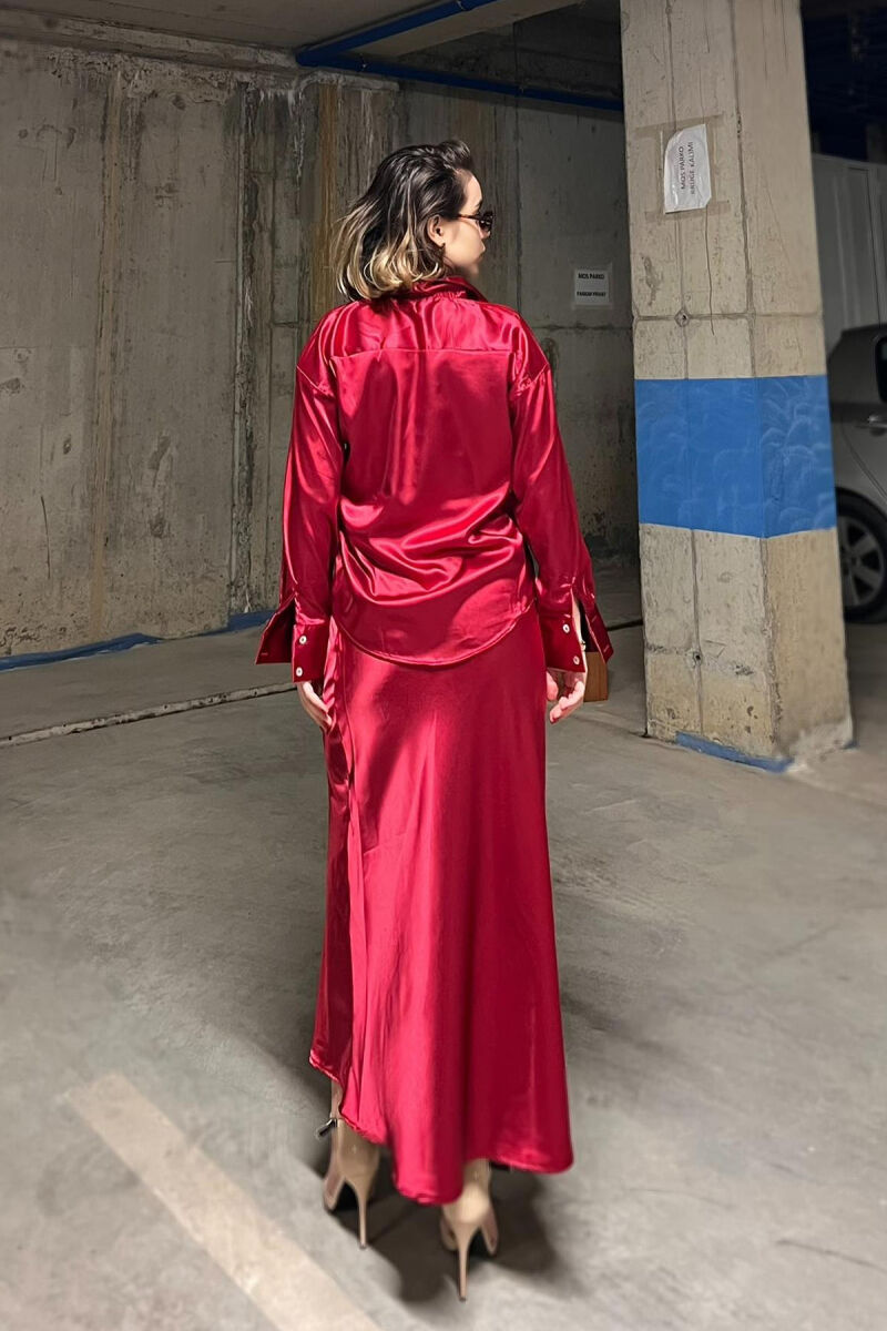 SHIRT+LONG SKIRT ONE COLOR WOMEN SET BURGUNDY/VISHNJE - 4