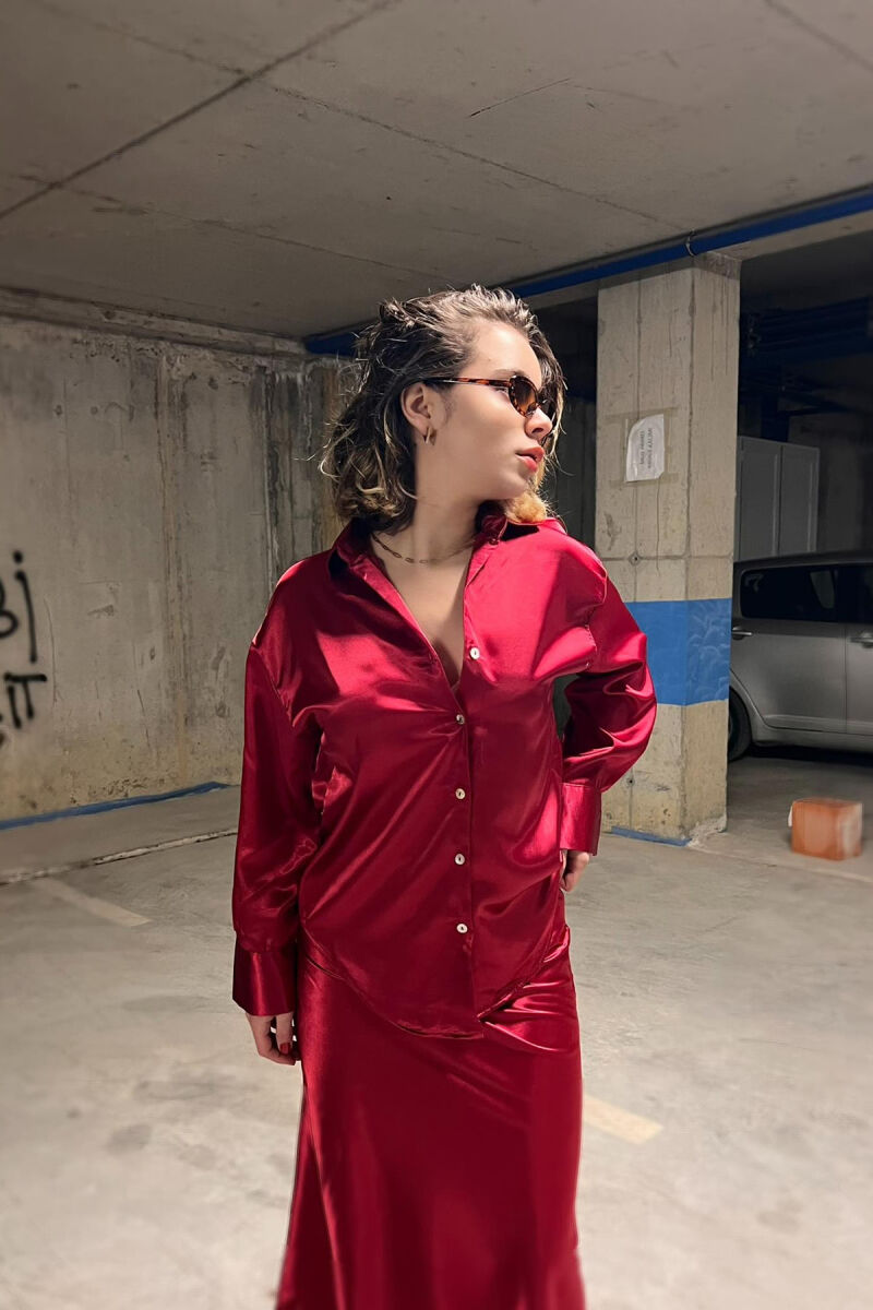 SHIRT+LONG SKIRT ONE COLOR WOMEN SET BURGUNDY/VISHNJE - 6