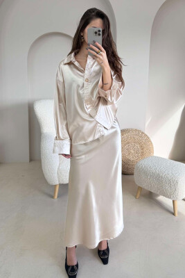 SHIRT+LONG SKIRT WOMEN SET BEIGE/BEZHE 