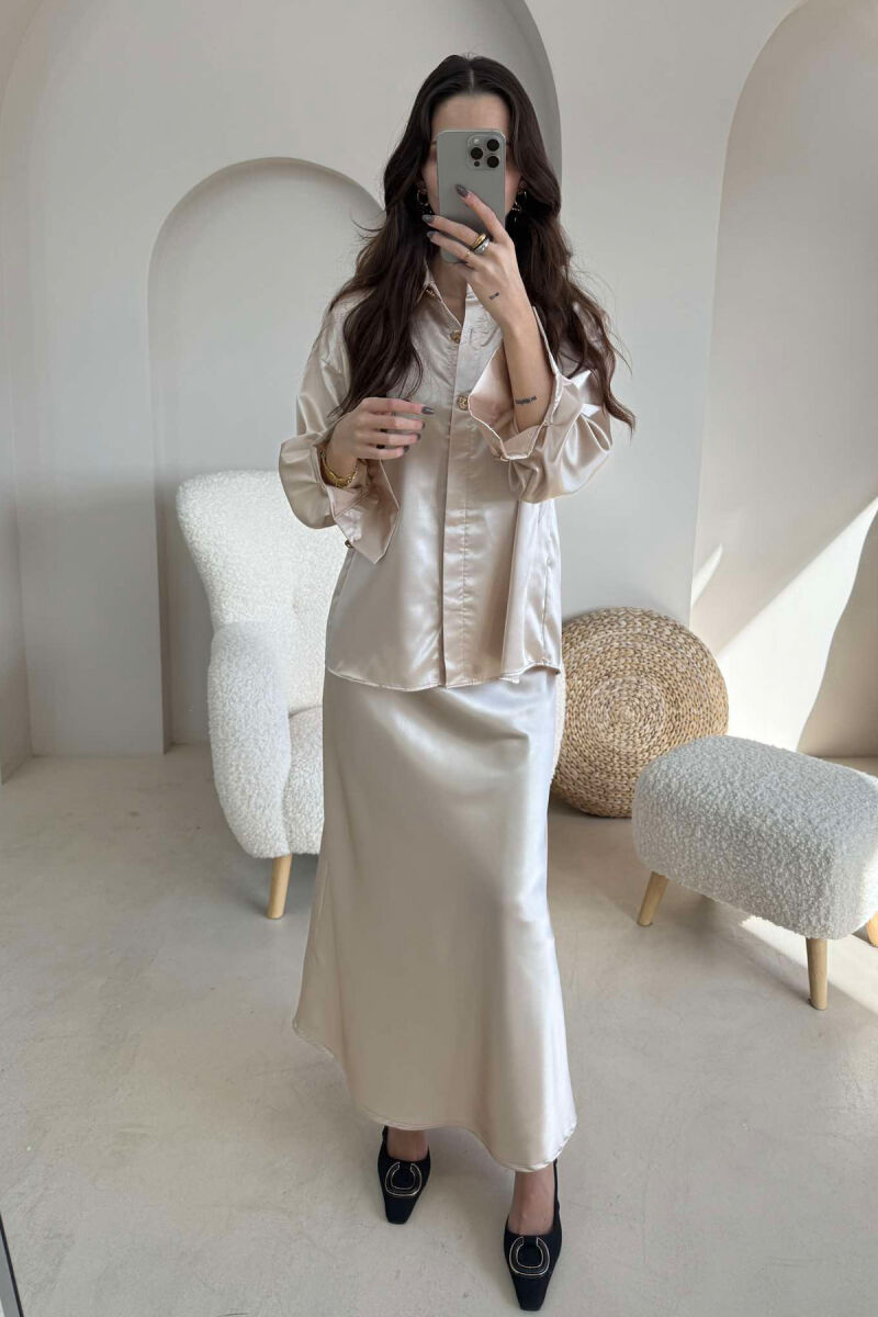 SHIRT+LONG SKIRT WOMEN SET BEIGE/BEZHE - 3