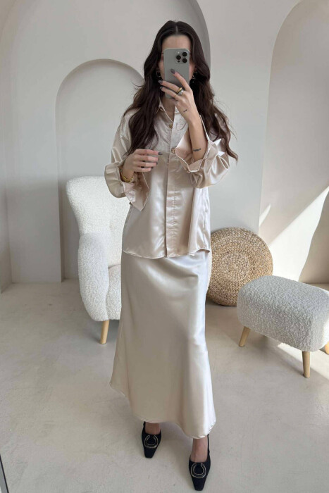 SHIRT+LONG SKIRT WOMEN SET BEIGE/BEZHE - 7