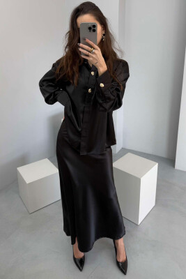 SHIRT+LONG SKIRT WOMEN SET BLACK/ E ZEZE - 1