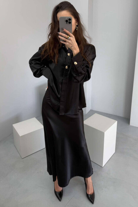 SHIRT+LONG SKIRT WOMEN SET BLACK/ E ZEZE 