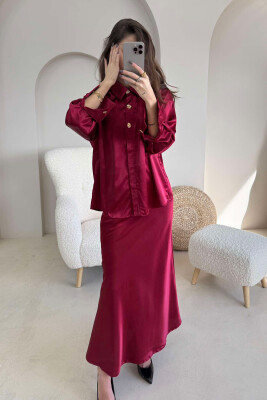 SHIRT+LONG SKIRT WOMEN SET BURGUNDY/VISHNJE 