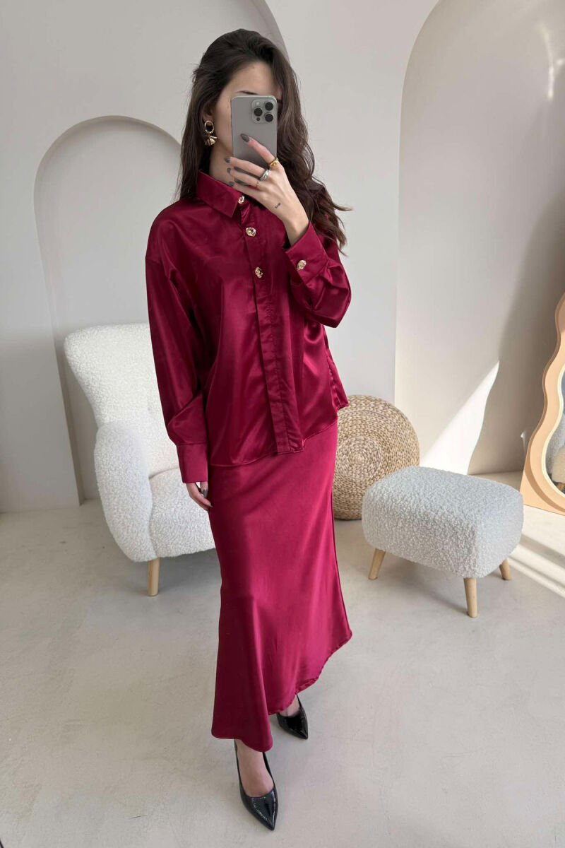 SHIRT+LONG SKIRT WOMEN SET BURGUNDY/VISHNJE - 2