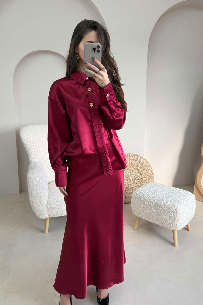 SHIRT+LONG SKIRT WOMEN SET BURGUNDY/VISHNJE - 3