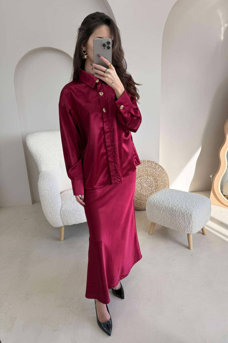 SHIRT+LONG SKIRT WOMEN SET BURGUNDY/VISHNJE - 12