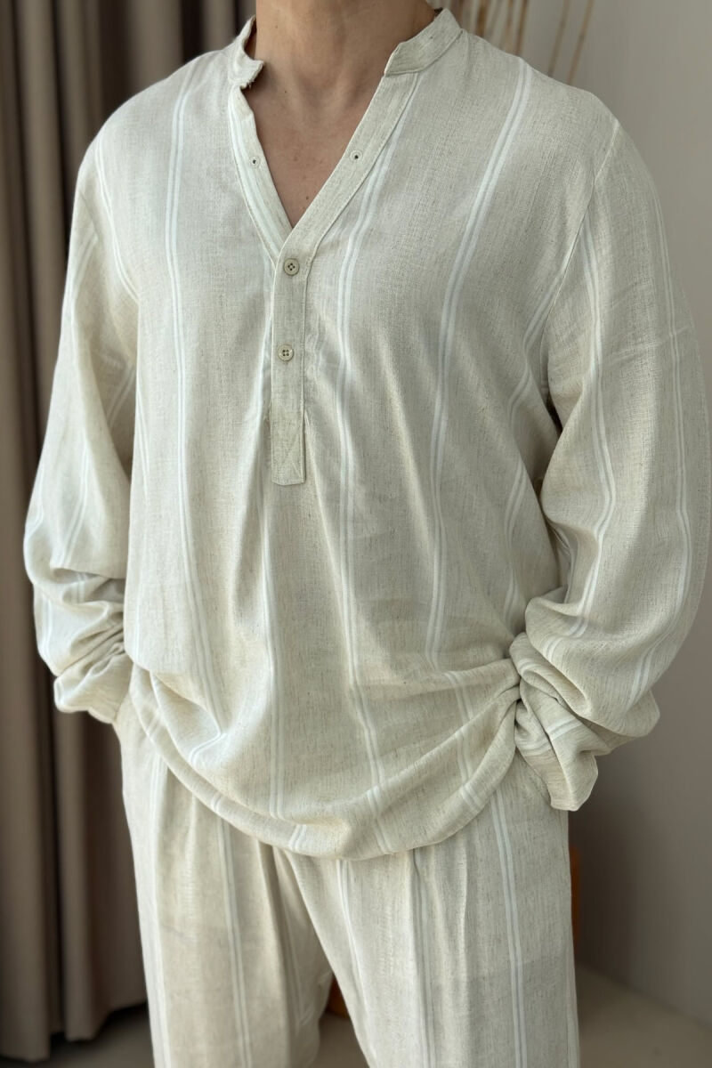 SHIRT+PANTS STRIPES DSIGN MEN SET CREAM/KREM - 2