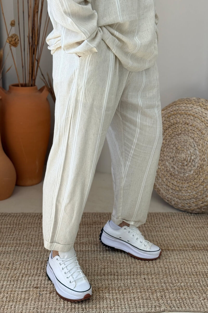 SHIRT+PANTS STRIPES DSIGN MEN SET CREAM/KREM - 3