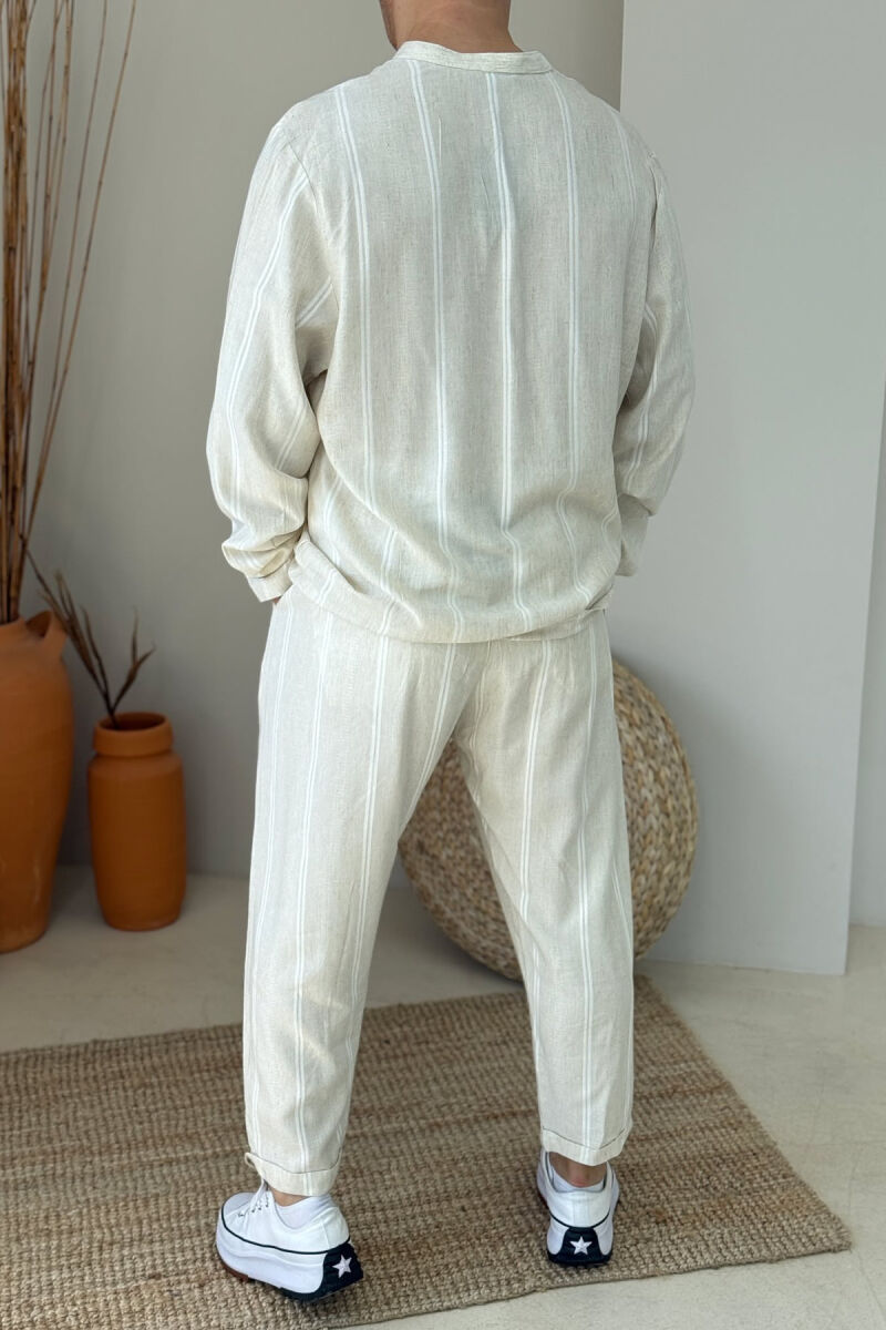 SHIRT+PANTS STRIPES DSIGN MEN SET CREAM/KREM - 5