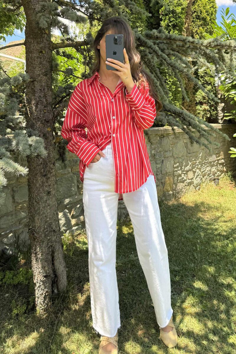 SHIRTS WITH WHITE HORIZONTAL LINES WOMAN RED/E KUQE - 1
