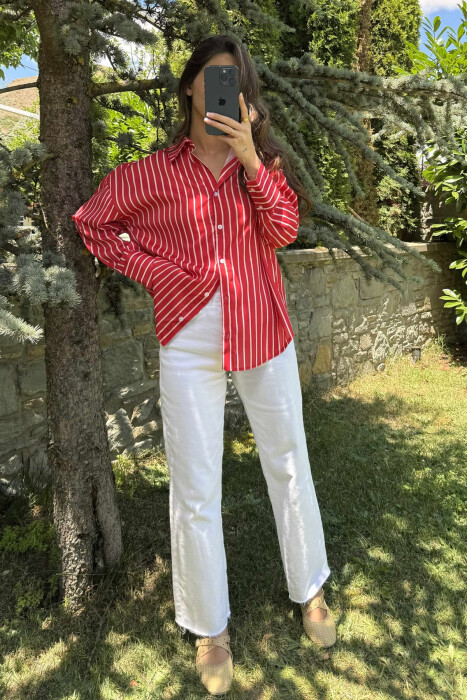 SHIRTS WITH WHITE HORIZONTAL LINES WOMAN RED/E KUQE - 2