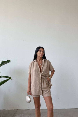 SHIRT+SHORT TROUSERS LINEN WOMAN SET BEIGE/BEZHE 