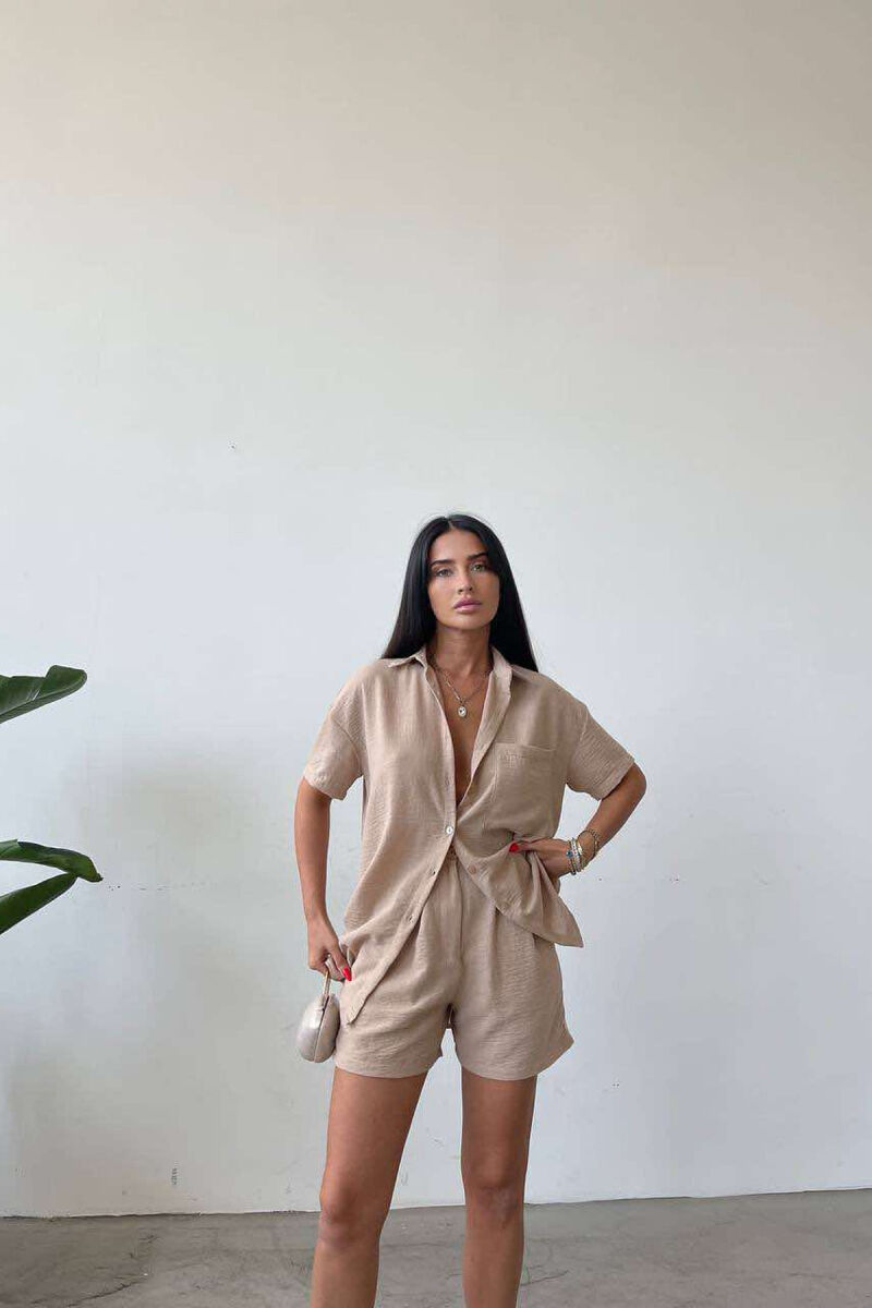 SHIRT+SHORT TROUSERS LINEN WOMAN SET BEIGE/BEZHE - 4